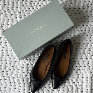 Margaux black leather pointed ballet flats